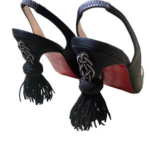 Christian Louboutin Tassel black sling back shoes. Size 38